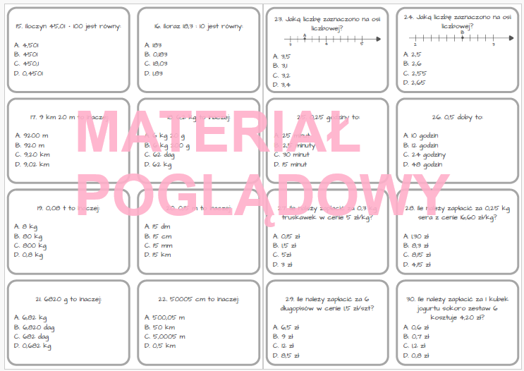 Gra dydaktyczna (a-z quiz) - ułamki dziesiętne kl.4-8