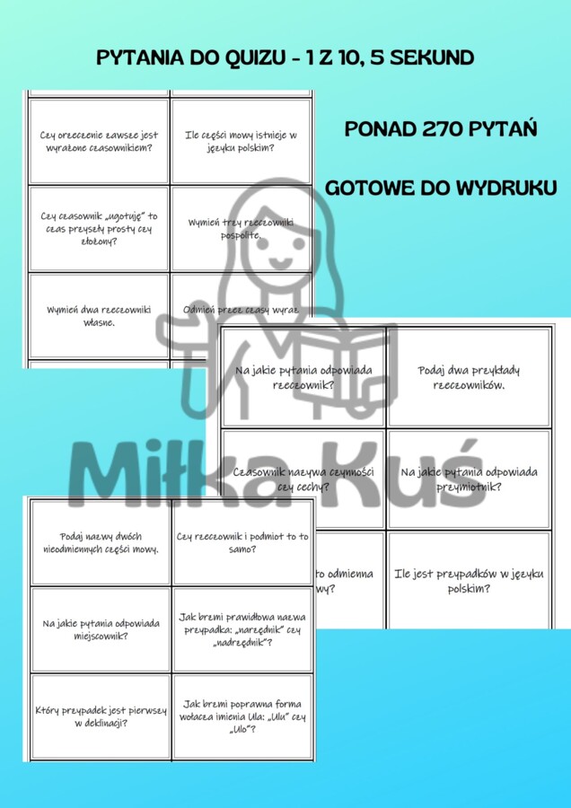 WIELKI QUIZ WIEDZY O JĘZYKU POLSKIM - PONAD 270 PYTAŃ