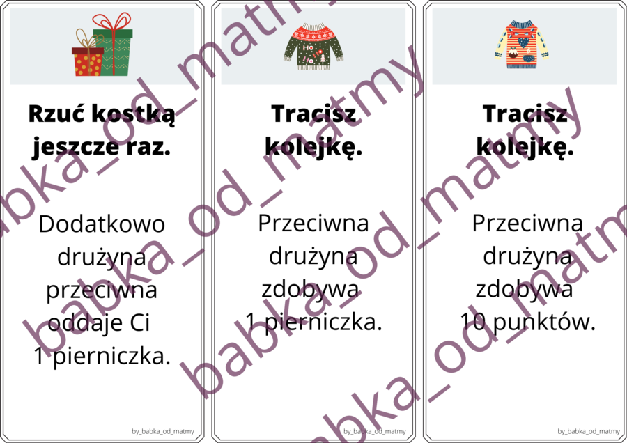 Matematyczno - Mikołajowe Monopoly dla kl. 7 - 8