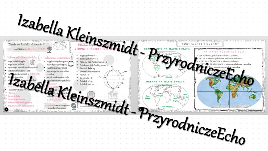 Sketchnotka - notatka „Przez lądy i oceany” wykonana w power point do edycji. Geografia 5; „Lądy i oceany na Ziemi”