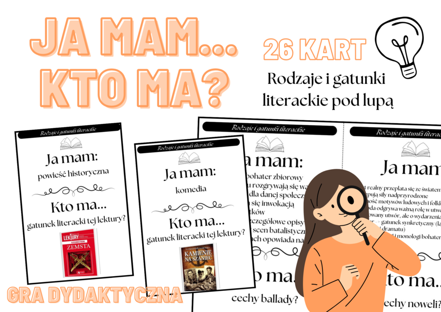 Karty Ja mam, Kto ma? Rodzaje i gatunki literackie, egzamin ósmoklasisty