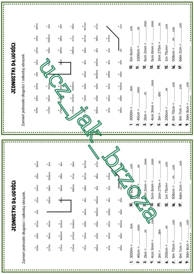 Jednostki długości, kodowanie, karta pracy, klasa 4