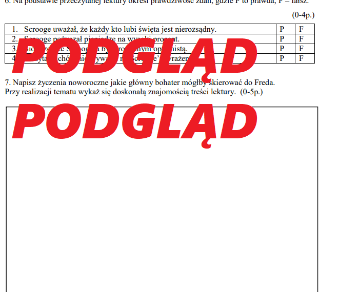 OPOWIEŚĆ WIGILIJNA sprawdzian podsumowujący, praca klasowa, egzamin ósmoklasisty