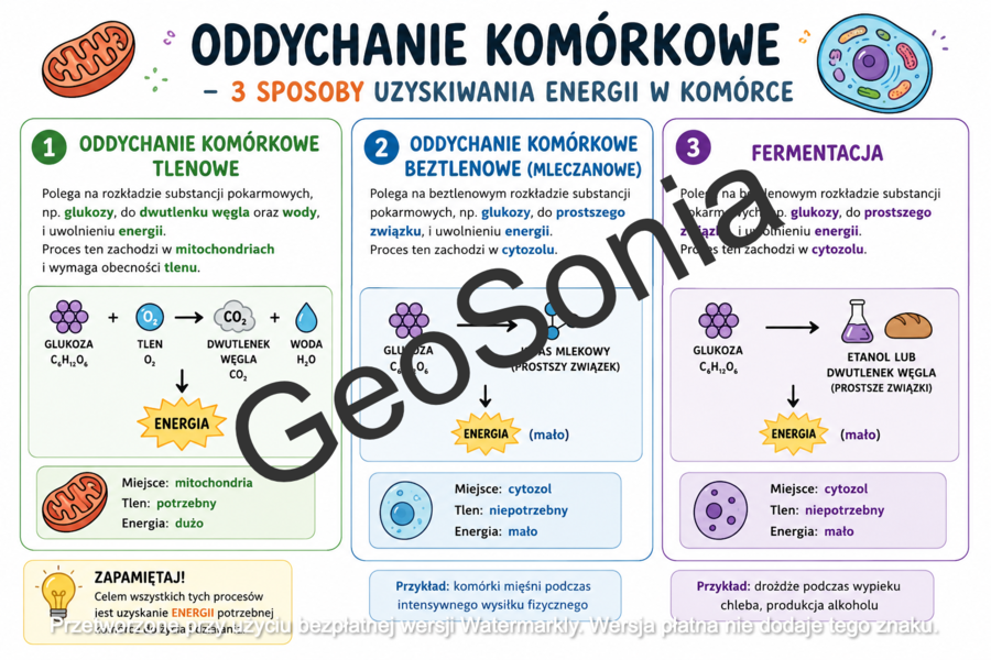 Sposoby oddychania organizmów biologia klasa 5 sketchnotka