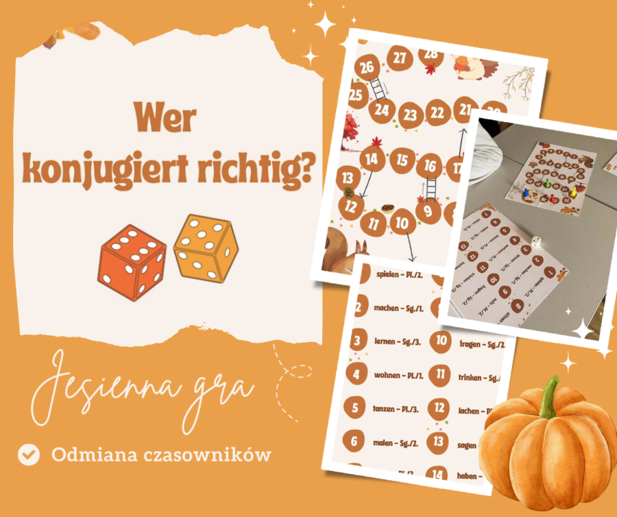 Gra planszowa "Wer konjugiert richtig?" - odmiana czasowników w j. niemieckim