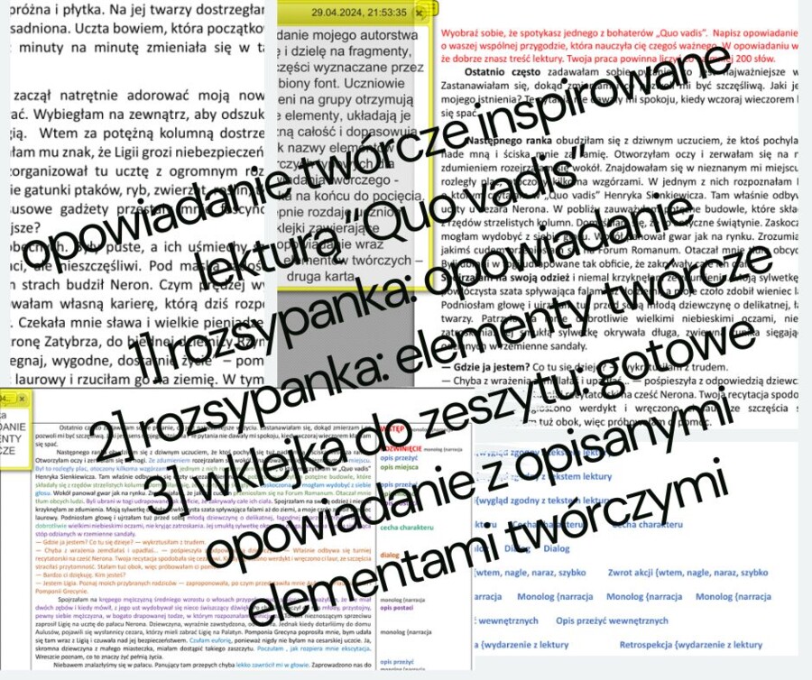 Opowiadanie twórcze inspirowane lekturą "Quo vadis" Henryka Sienkiewicza