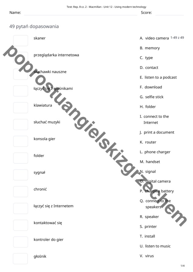 Repetytorium Ósmoklasisty cz. 2 (Macmillan) – Unit 12 (4) – testy