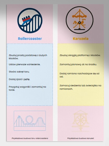 Budowanie własnego parku rozrywki. (Z kartonu, klocków)