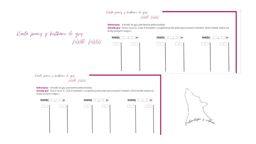 Karta pracy z kostkami NWD, NWW