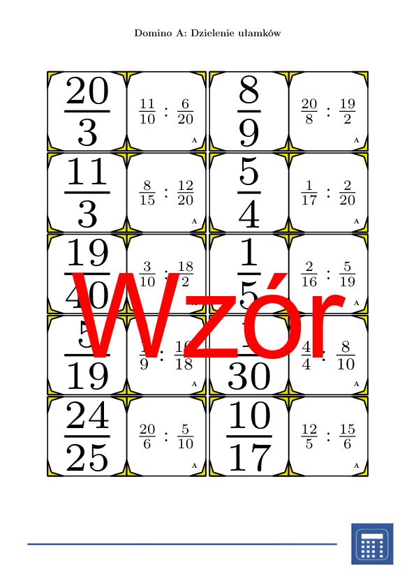 Domino - Dzielenie ułamków | matematyka