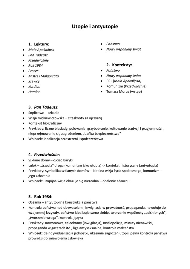 Ewolucja dramatu/Utopia i antyutopia