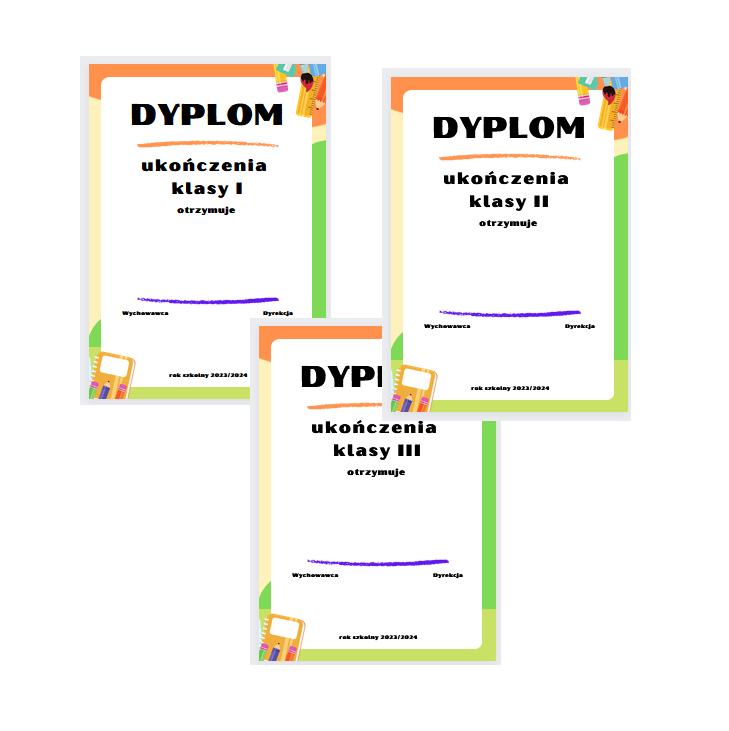 Dyplom ukończenia klasy I II III - wersja 1