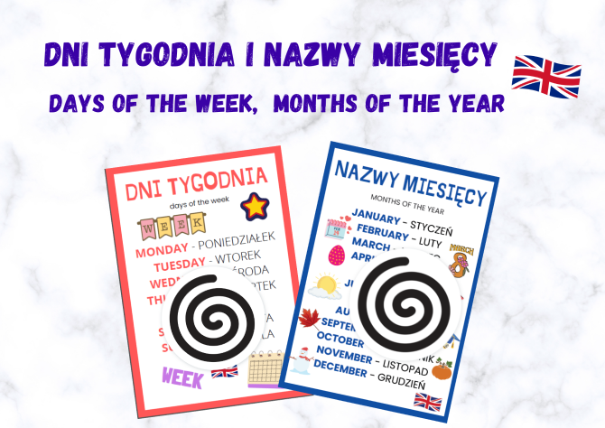 Dni tygodnia i nazwy miesięcy. Days of the week. Months of the year. PLAKATY