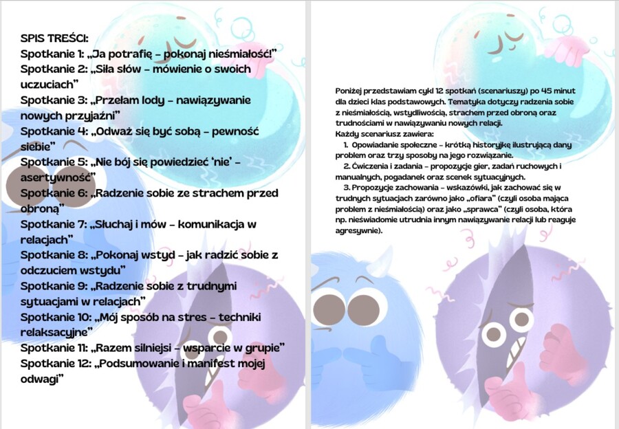 Cykl 12 spotkań (scenariuszy) i bajek dla NIEŚMIAŁYCH dzieci klas podstawowych