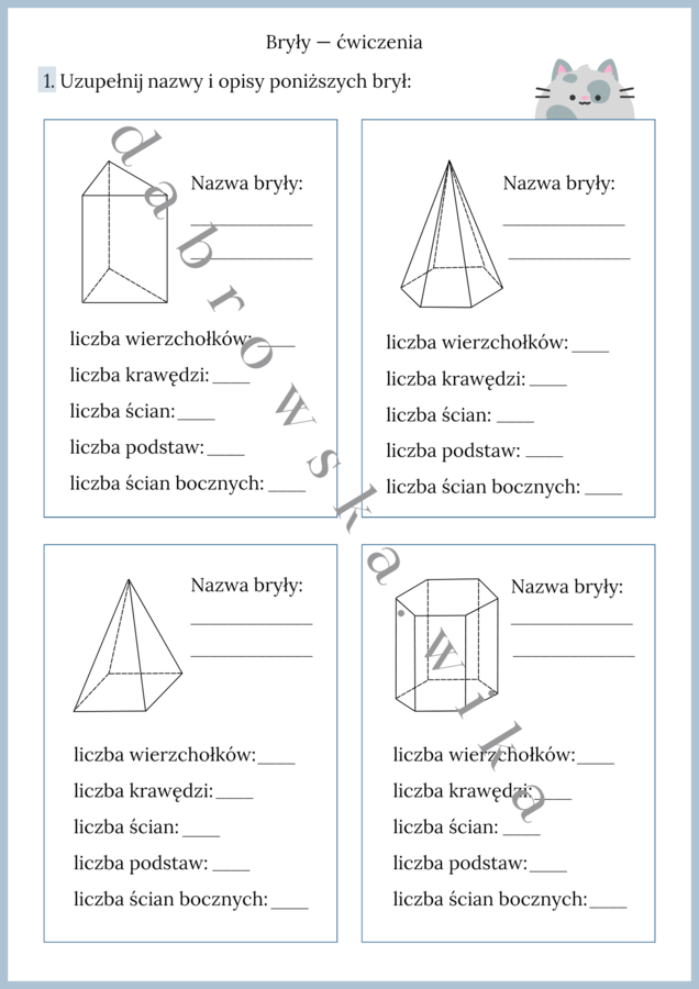 Bryły - ćwiczenia