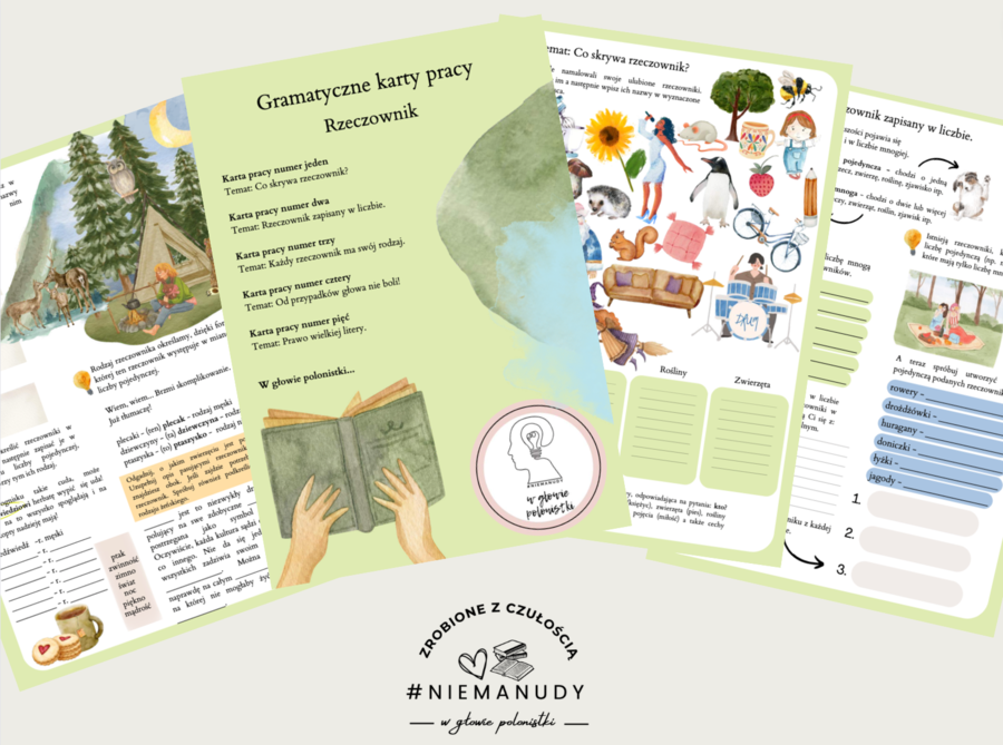 "Rzeczownik" gramatyczne karty pracy