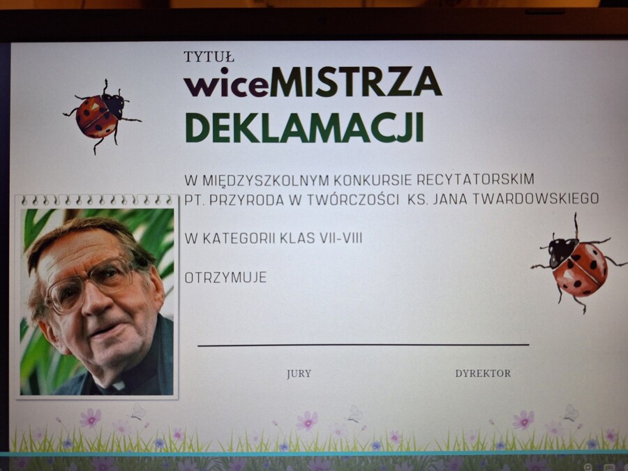 Konkurs recytatorski - konkurs polonistyczny, plakat, podziękowania, dyplom, scenariusz