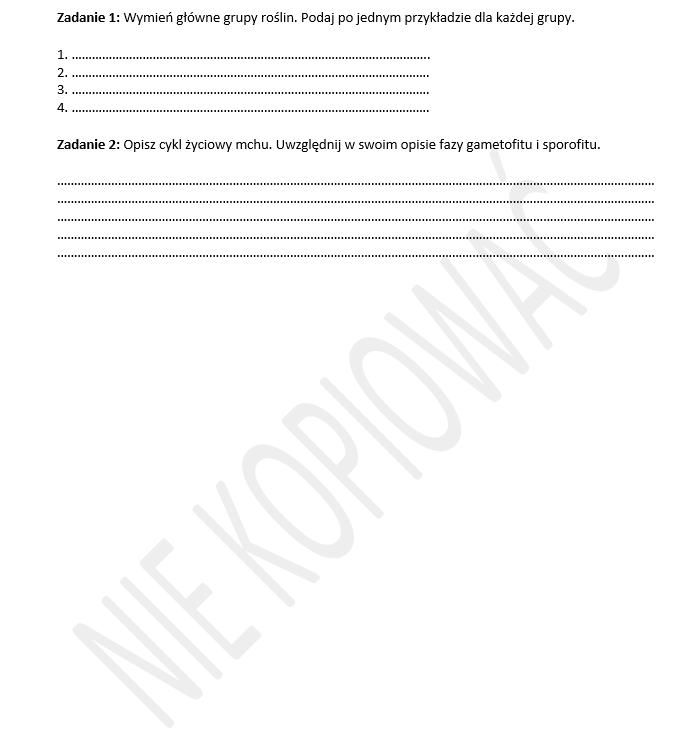 Karta pracy- rośliny i ich cykle rozwojowe