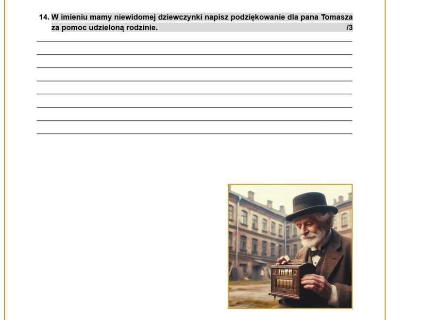 Katarynka - czytanie ze zrozumieniem, zaproszenie, podziękowanie