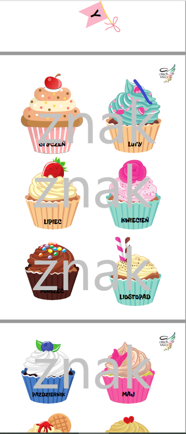 Babeczki urodzinowe wraz z napisem i świeczkami do druku