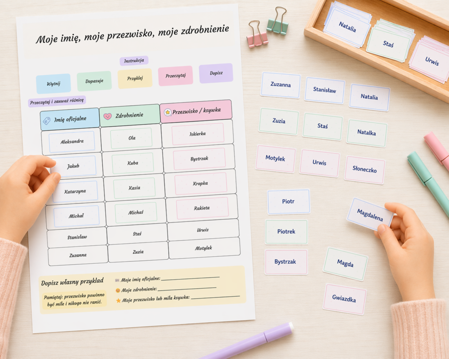 Moje imię, moje przezwisko, moje zdrobnienie – karta sortowania