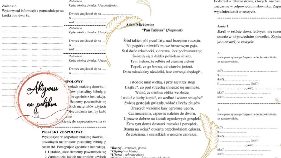 "Pan Tadeusz" - fragment o dworku (karty pracy i projekt)