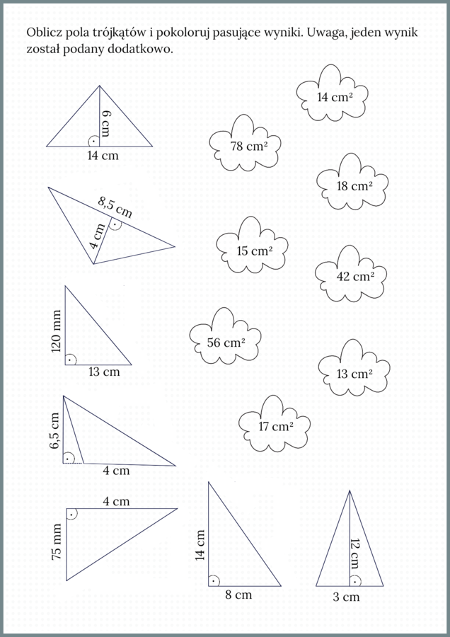Pole trójkąta - karta pracy