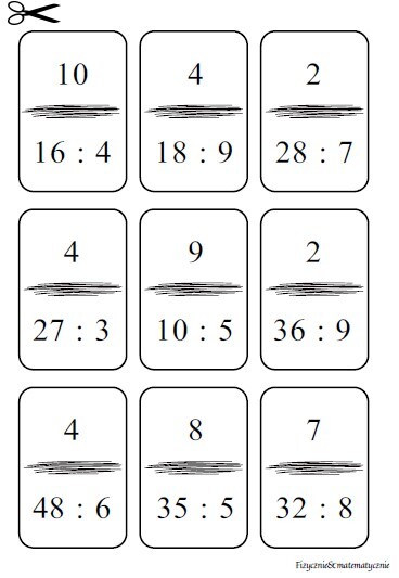 Domino - tabliczka mnożenia (dzielenie w zakresie 100)