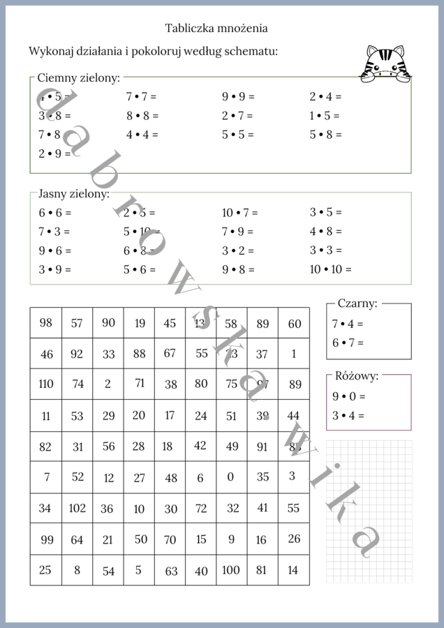 Tabliczka mnożenia - kodowanka