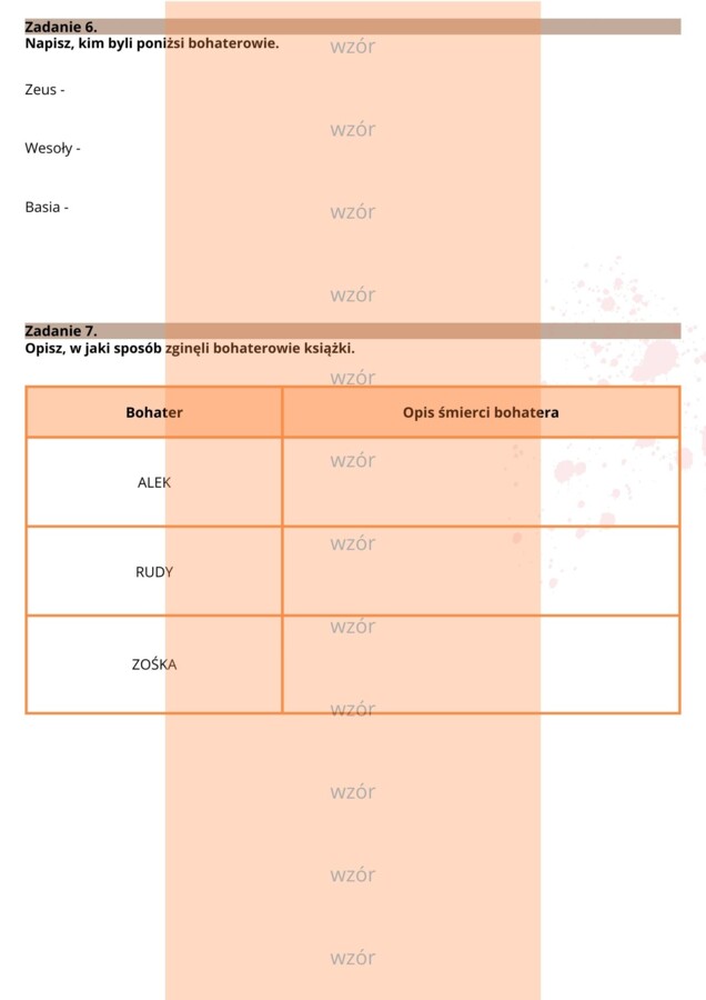 Kamienie na szaniec - sprawdzian