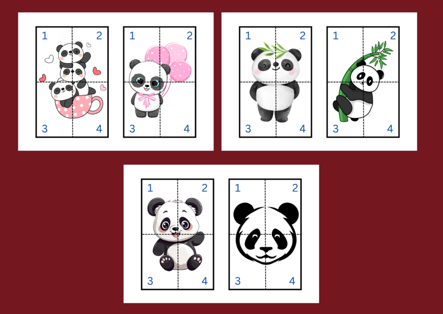 DZIEŃ PANDY – puzzle – układanka- układanki – biblioteka – świetlica – przedszkole – 12 wersji