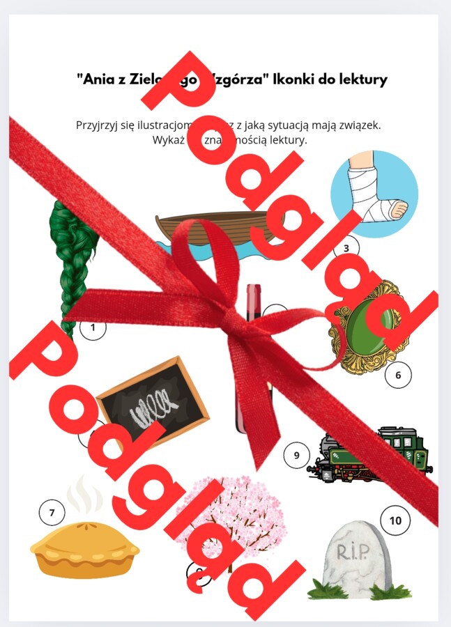 Ikonki do lektury "Ania z Zielonego Wzgórza"
