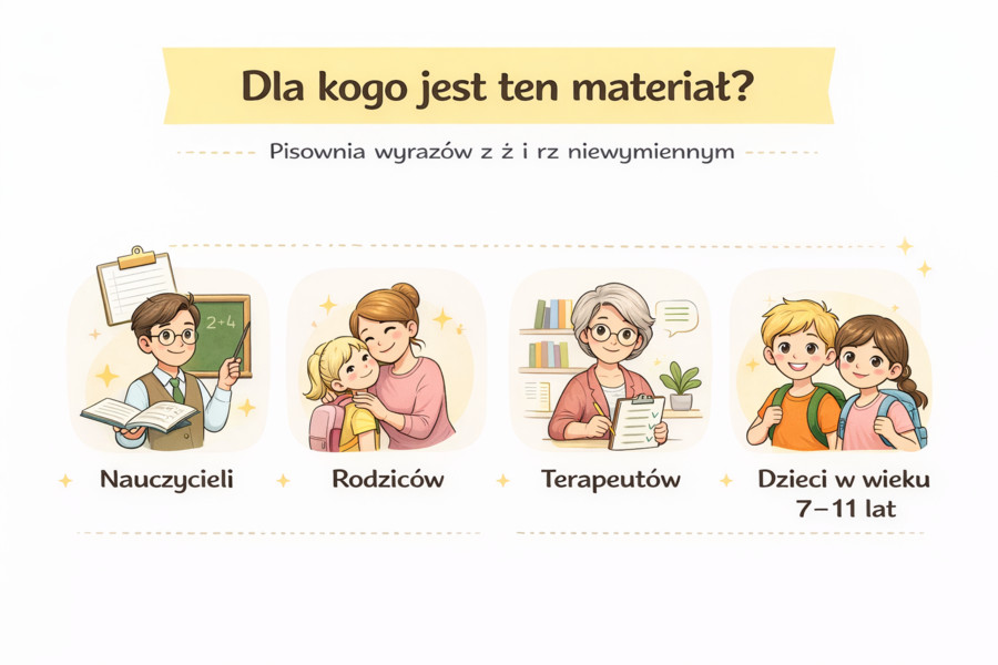 PISOWNIA WYRAZÓW Z Ż I RZ NIEWYMIENNYM [Karta pracy, sprawdzian]