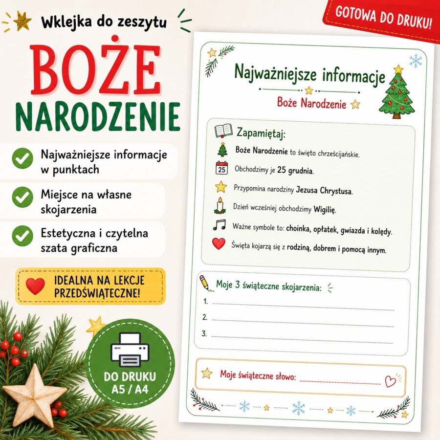 Notatka do zeszytu. Boże Narodzenie