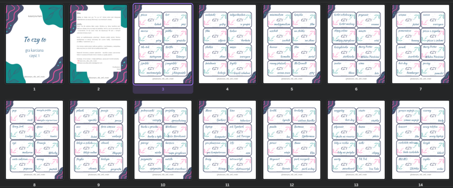 To czy To, gra karciana, część 1