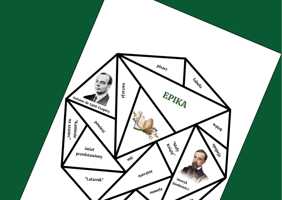 EPIKA - RODZAJE LITERACKIE - powtórka - układanka - puzzle - egzamin - powtórka