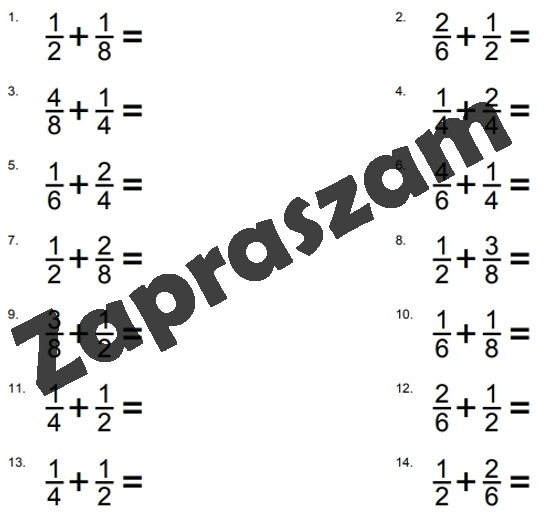 Dodawanie ułamków o różnych mianownikach