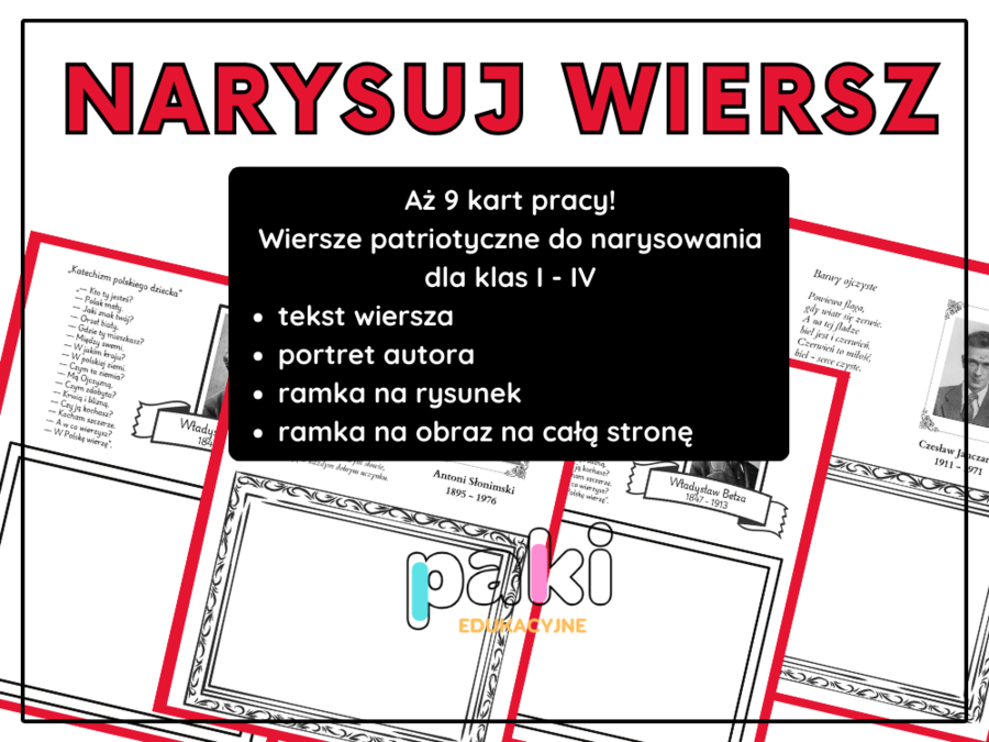 Święto Konstytucji 3 Maja // Dzień Flagi //11 LISTOPADA / Święto Niepodległości - narysuj wiersz patriotyczny - karty pracy / kl. 1 - 4
