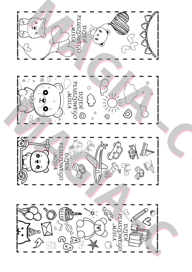 Dzień pluszowego misia - zakładki do książki 4 wzory