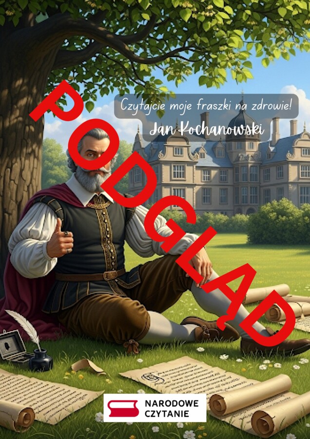 Narodowe Czytanie - Jan Kochanowski poleca czytanie fraszek - plakat.