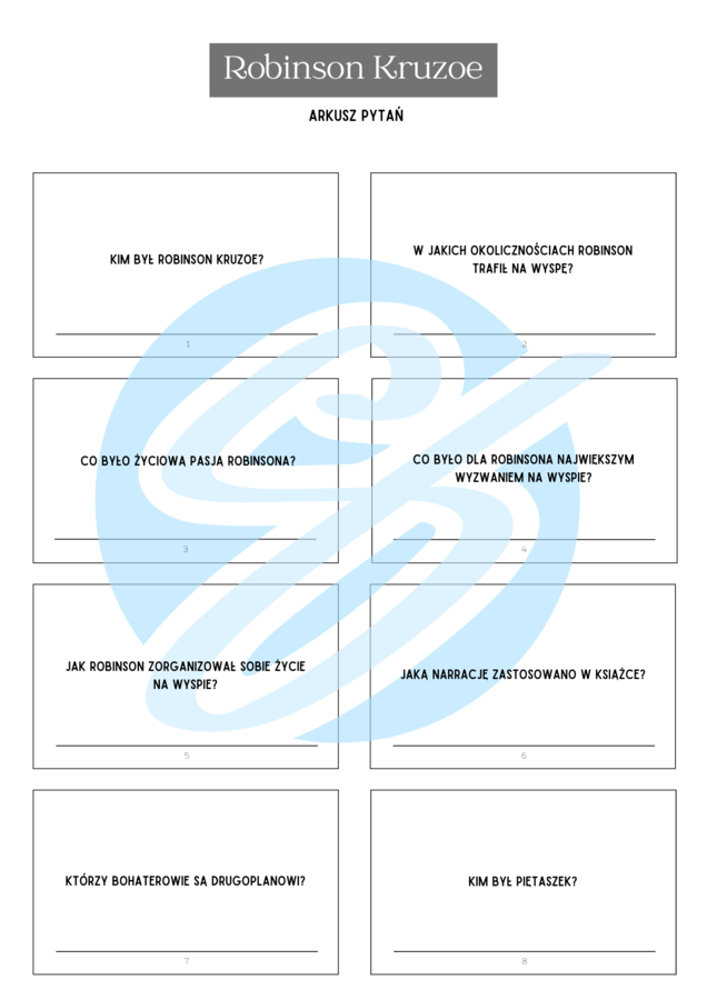 Robinson Crusoe – Daniel Defoe | Karty do lektury