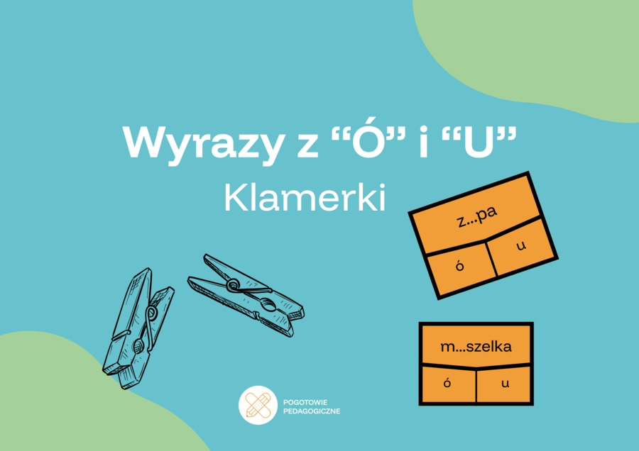Klamerki ortograficzne- ó, u. 32 karty do ćwiczeń.