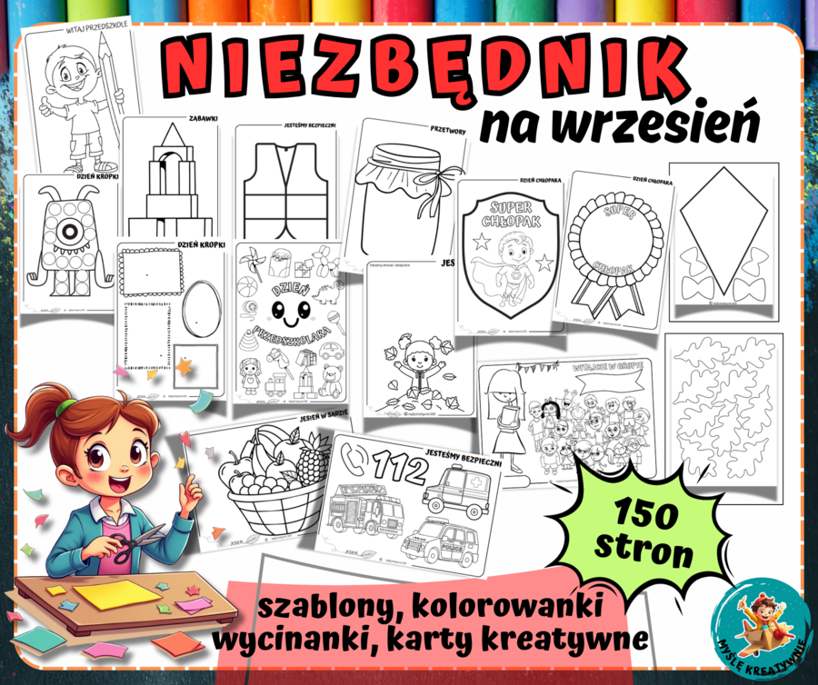 NIEZBĘDNIK NA WRZESIEŃ - SZABLONY, KOLOROWANKI, KARTY - DZIEŃ: KROPKI, CHŁOPAKA, JESIENI, LIŚCIA
