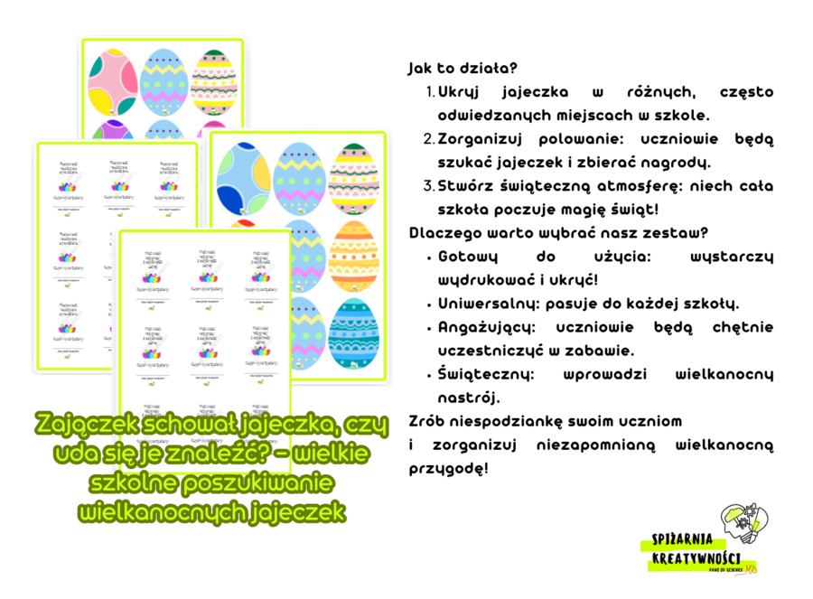 Zajączek schował jajeczka, czy uda się je znaleźć? - wielkie szkolne poszukiwanie wielkanocnych jajeczek (samorząd uczniowski / wolontariat)