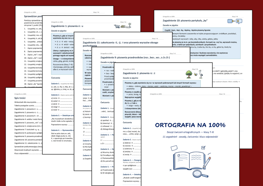 ✍️ ORTOGRAFIA NA 100% – pakiet ćwiczeń dla klas 4–8