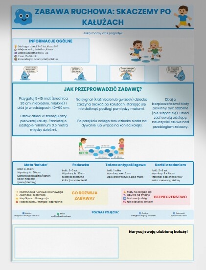 Zabawa ruchowa: "Skaczemy po kałużach"