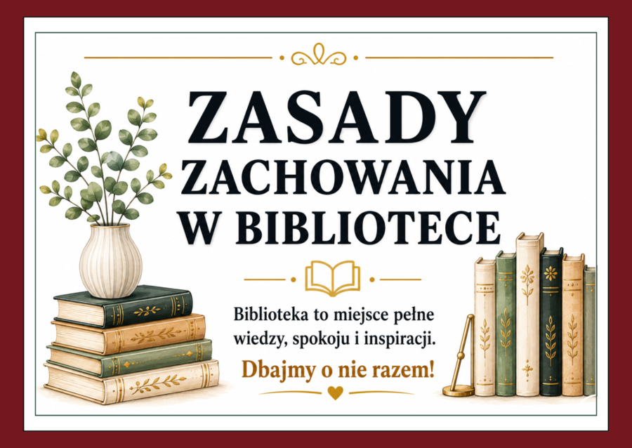 🏷️Zasady zachowania w bibliotece – elegancka gazetka ścienna (9 stron)