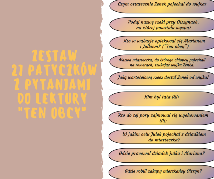 Patyczki lekturowe "Ten obcy"