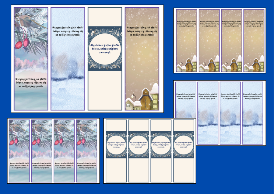 ZIMA – zakładki do książek – zakładka – biblioteka – świetlica – wersja 2