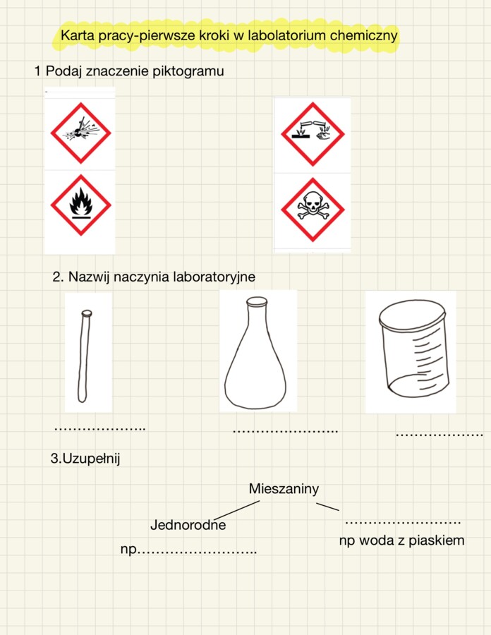 Wstępne umiejętności na chemię